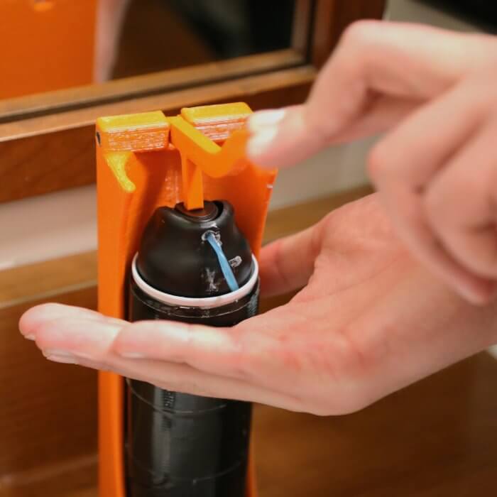 3D Printed shaving cream dispenser in use