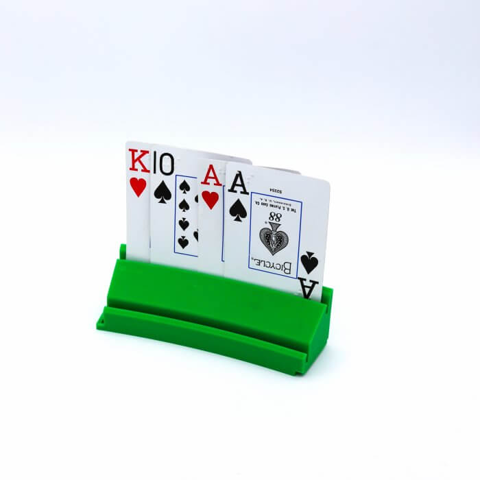 Playing card holder cards in use