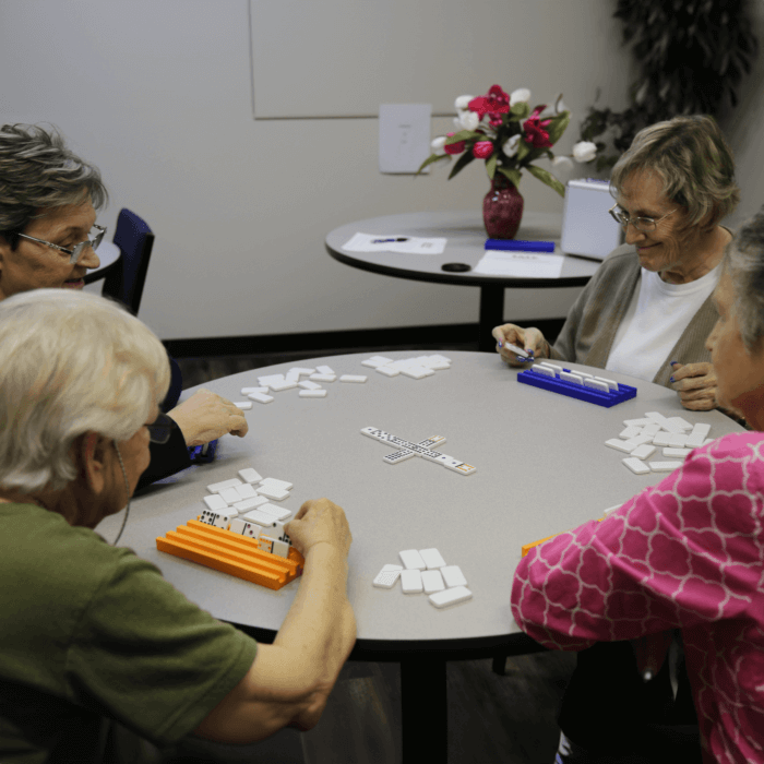 Group using domino stands