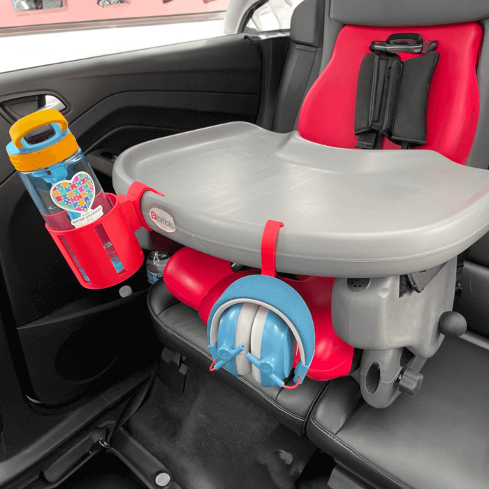 Special Tomato chair with Cup holder and Headphones Clip in use